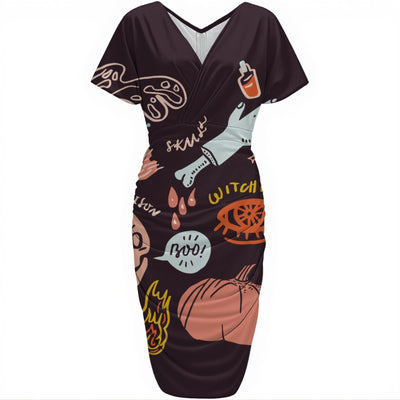 Women's V-neck pleated dress