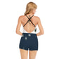 HLE Women's Backless Romper | Skin-tight Black Straps Romper