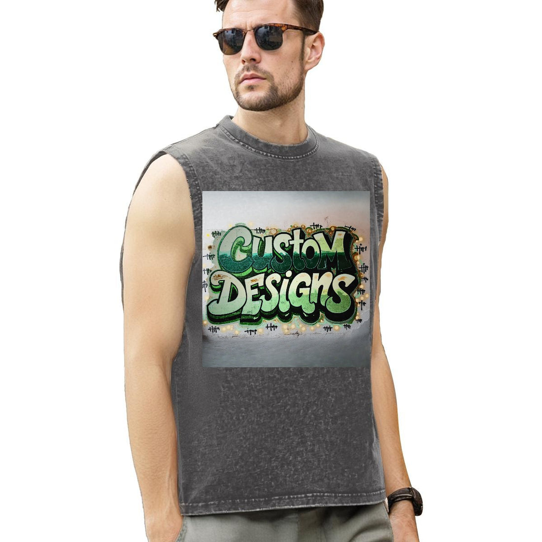 HLE Washed Cotton Sleeveless T-Shirt