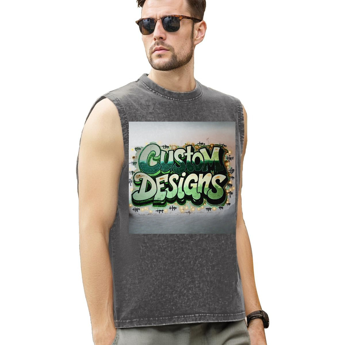 HLE Washed Cotton Sleeveless T-Shirt