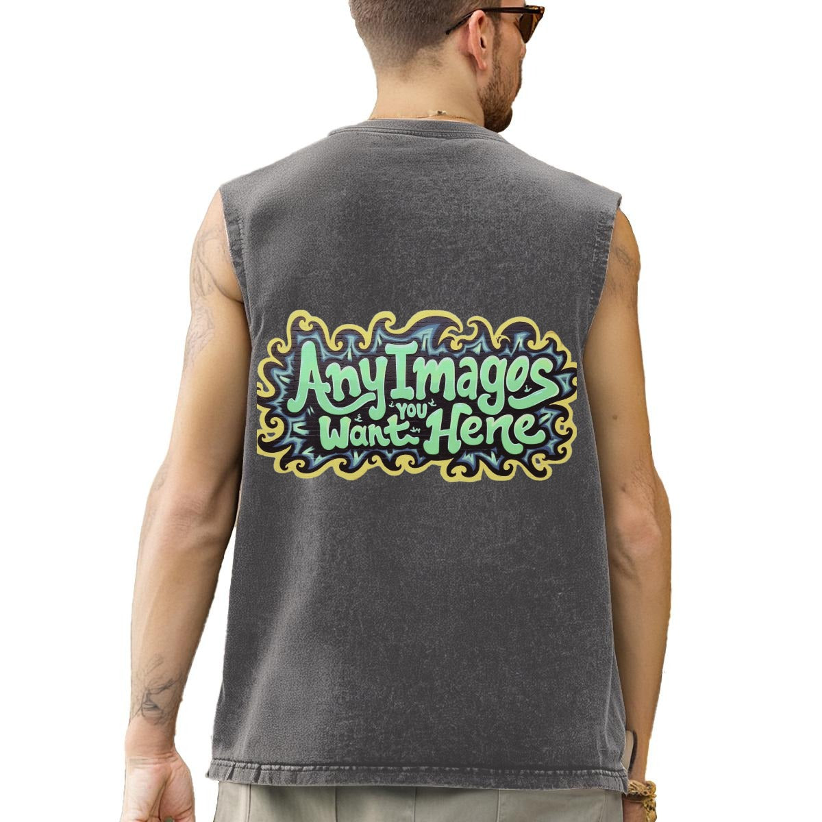 HLE Washed Cotton Sleeveless T-Shirt