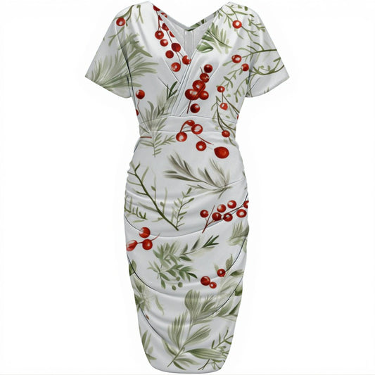 Women's V-neck pleated dress