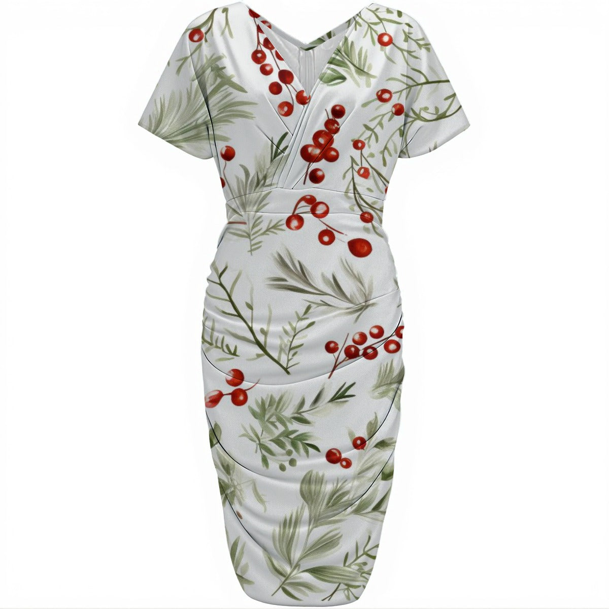 Women's V-neck pleated dress