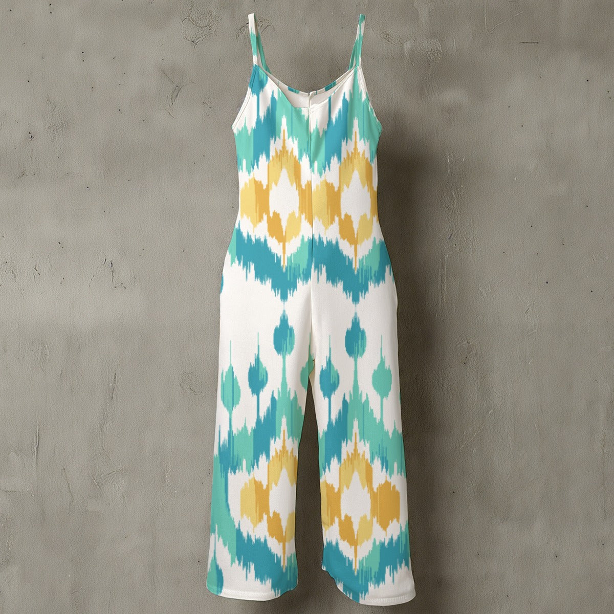 Mono de pierna ancha con tirantes finos y estampado floral para mujer