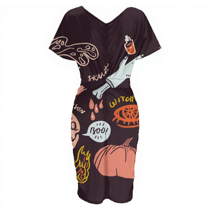 Women's V-neck pleated dress