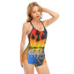 HLE Women's Backless Romper With Black Straps