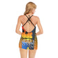 HLE Women's Backless Romper With Black Straps