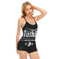 HLE Women's Backless Romper With Black Straps