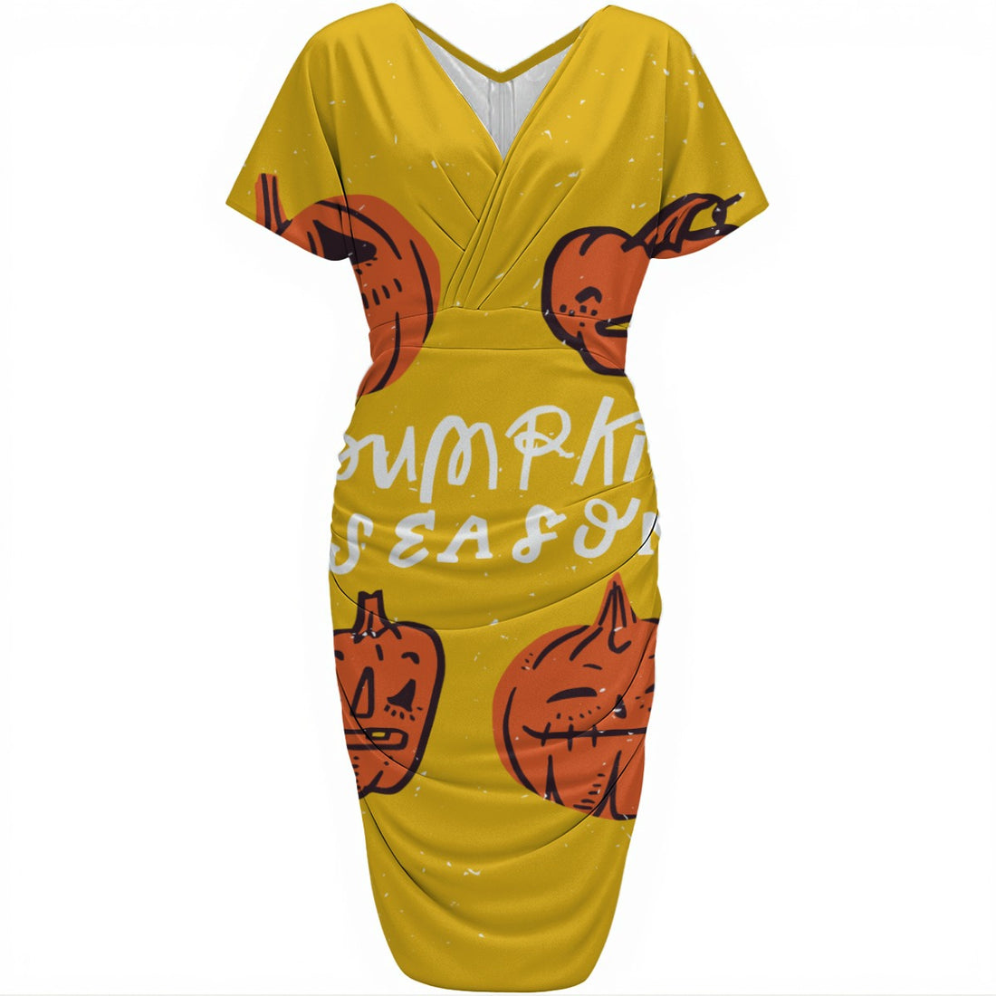 Vestido plisado con cuello en V para mujer