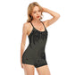 HLE Women's Backless Romper With Black Straps