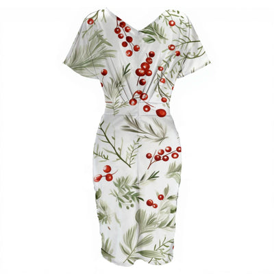 Women's V-neck pleated dress