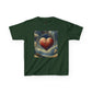Kids Heavy Cotton™ Tee - Heart Design & Hustle Empire Quote Tee for Young Trendsetters
