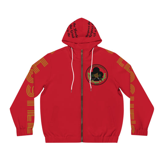 Dark Red Full-Zip Hoodie for Men