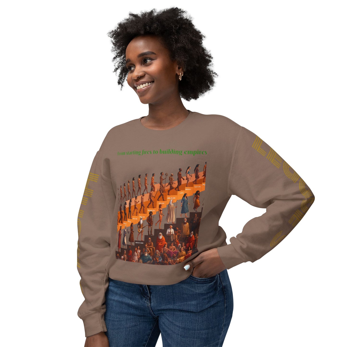 Sudadera unisex ligera con cuello redondo de HLE: de iniciar incendios a construir imperios