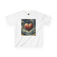 Kids Heavy Cotton™ Tee - Heart Design & Hustle Empire Quote Tee for Young Trendsetters