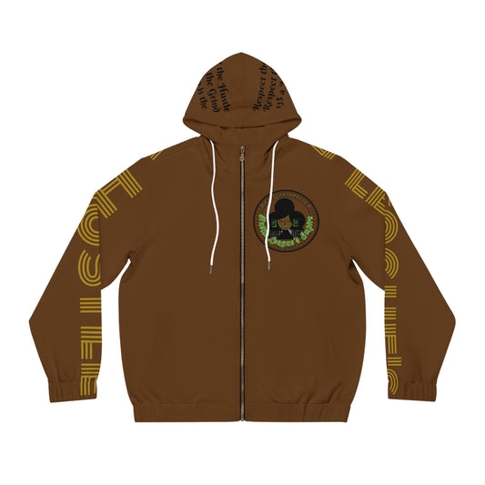 Brown Full-Zip Hoodie for Men