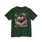 Kids Heavy Cotton™ Tee - Heart Design & Hustle Empire Quote Tee for Young Trendsetters