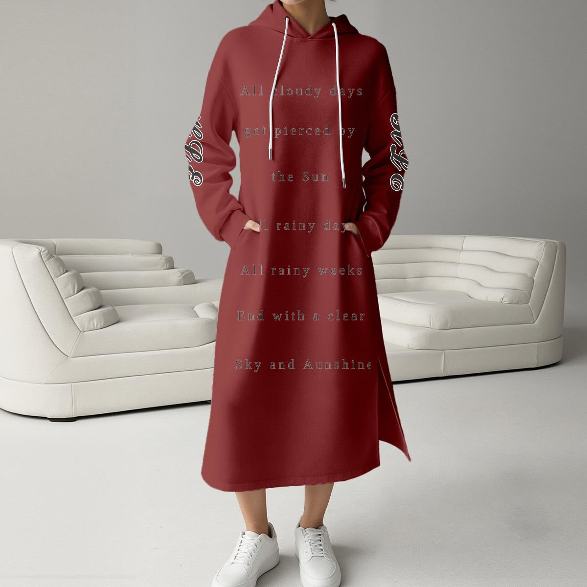 HLE Women's Fleece-Lined Hoodie Dress