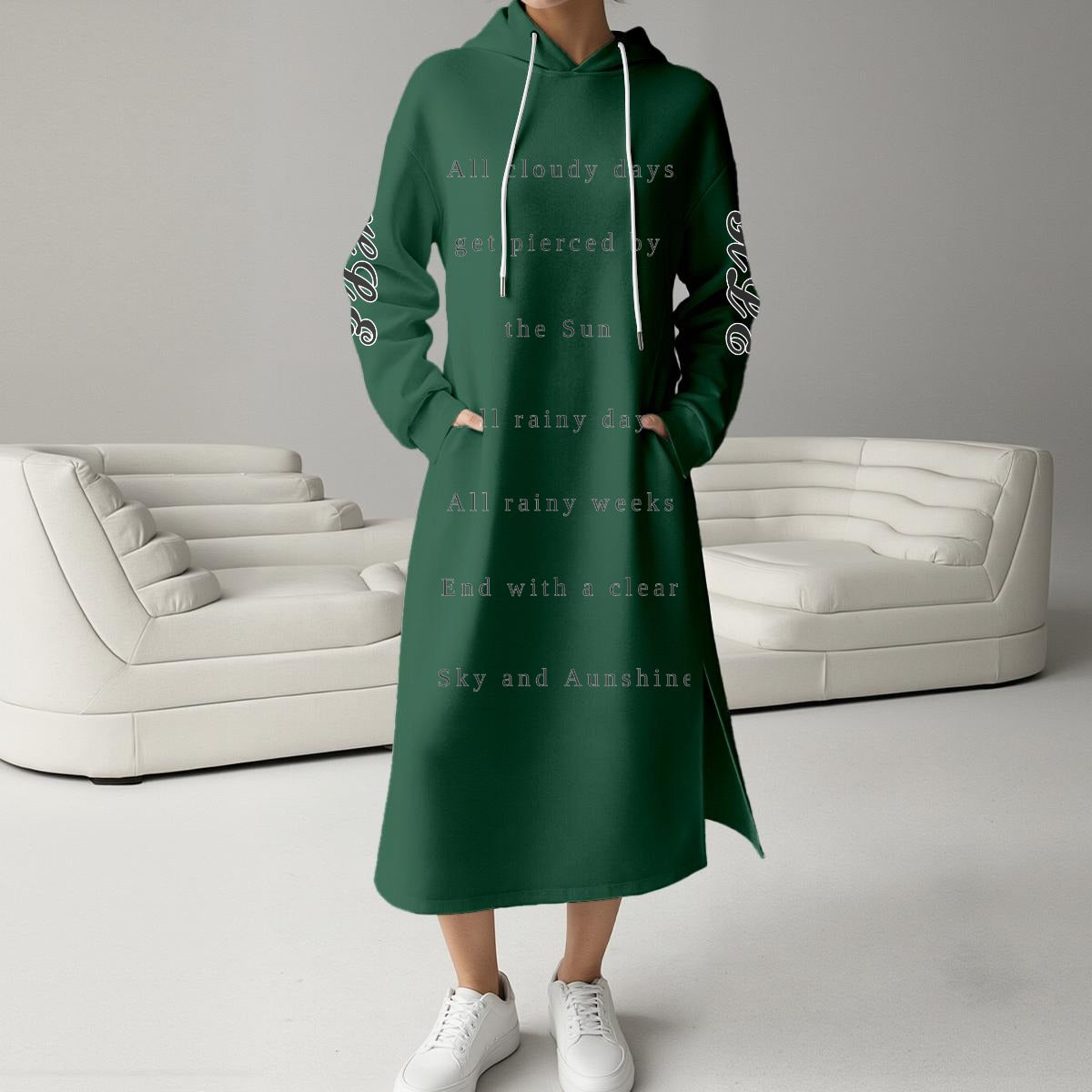 HLE Women's Fleece-Lined Hoodie Dress