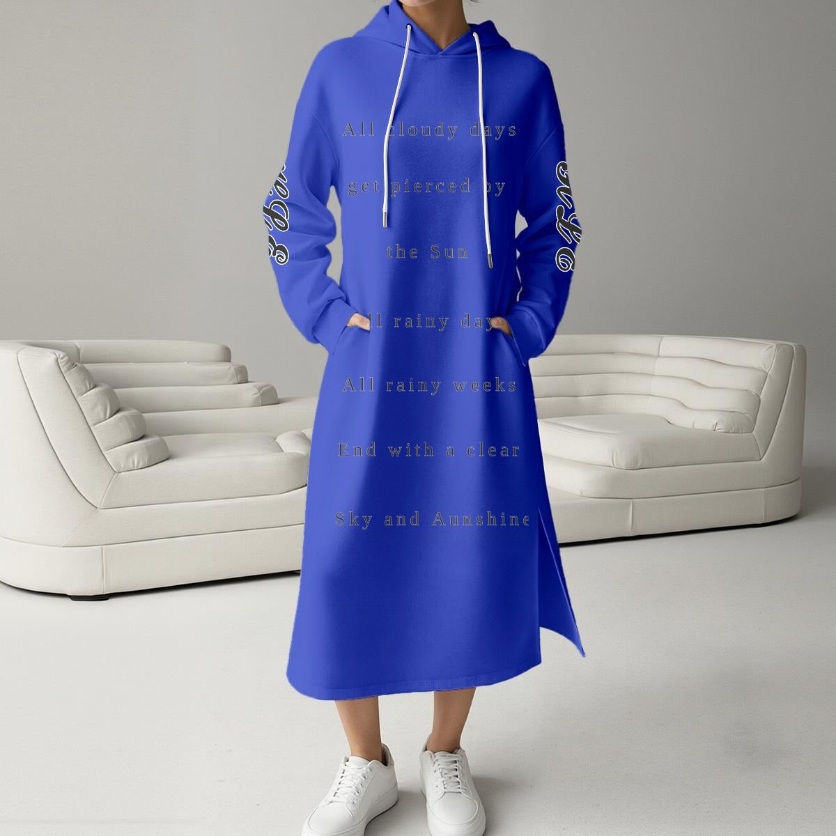 HLE Women's Fleece-Lined Hoodie Dress