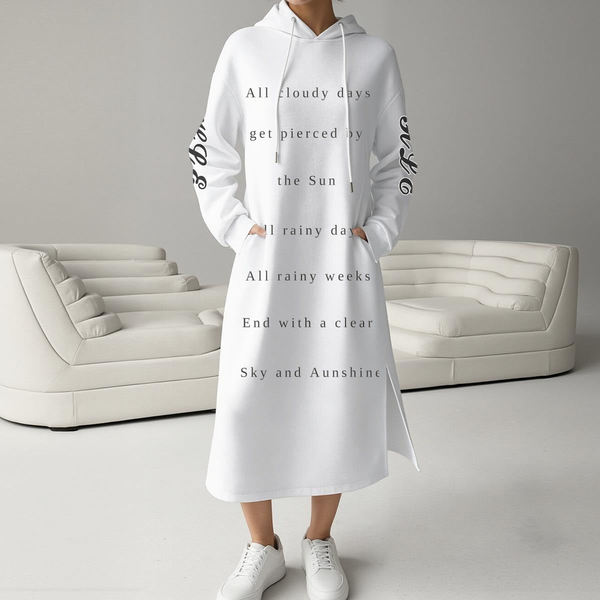 HLE Women's Fleece-Lined Hoodie Dress